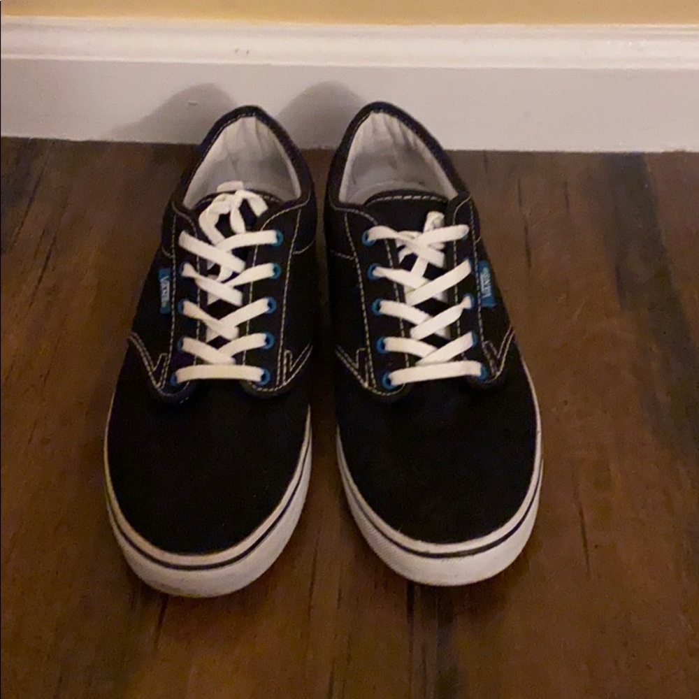 Women’s black vans with blue detail
